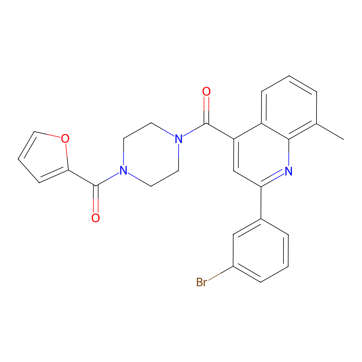 [4-[2-(3-Bromophenyl)-8-methylquinoline-4-carbonyl]piperazin-1-yl]-(furan-2-yl)methanone molecular structure, CAS 777871-22-4