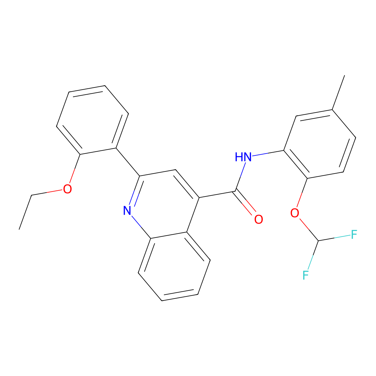 N-[2-(difluoromethoxy)-5-methylphenyl]-2-(2-ethoxyphenyl)quinoline-4-carboxamide molecular structure, CAS 777871-36-0