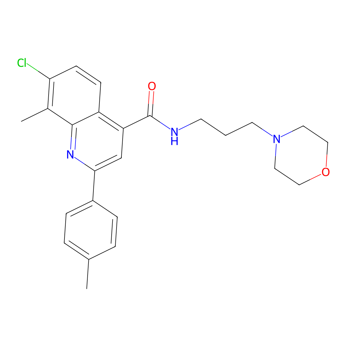 7-chloro-8-methyl-2-(4-methylphenyl)-N-(3-morpholin-4-ylpropyl)quinoline-4-carboxamide molecular structure, CAS 777871-66-6