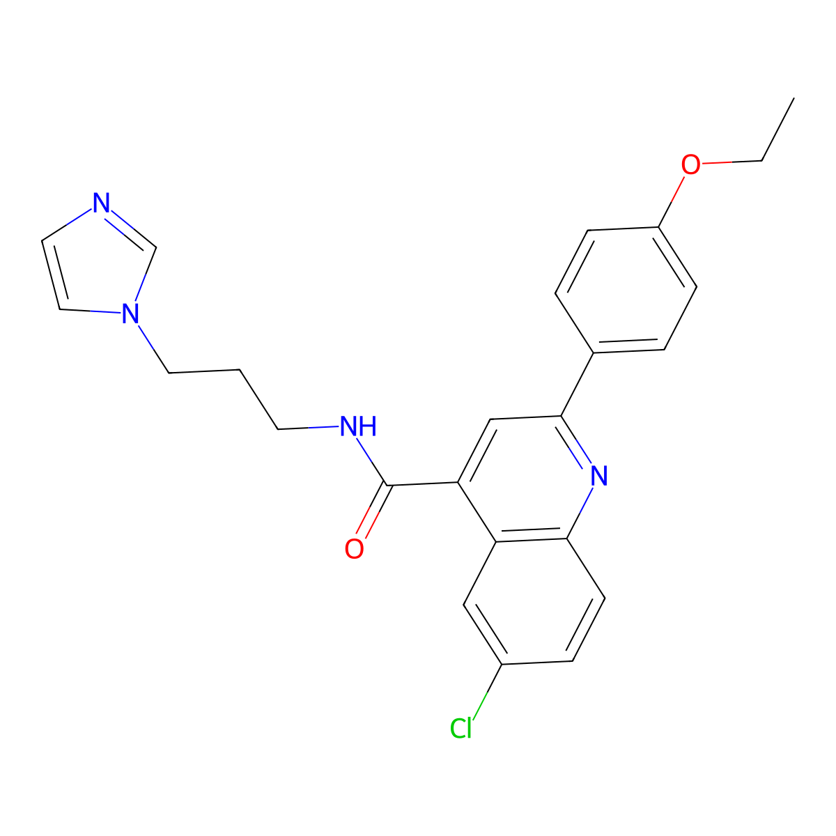 6-chloro-2-(4-ethoxyphenyl)-N-(3-imidazol-1-ylpropyl)quinoline-4-carboxamide molecular structure, CAS 777871-68-8