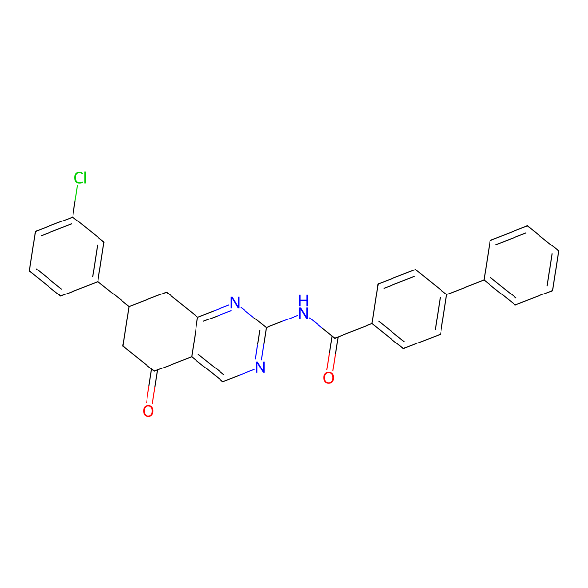 N-[7-(3-chlorophenyl)-5-oxo-5,6,7,8-tetrahydroquinazolin-2-yl]biphenyl-4-carboxamide molecular structure, CAS 777872-15-8