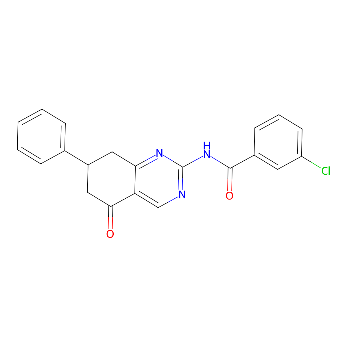 3-chloro-N-(5-oxo-7-phenyl-5,6,7,8-tetrahydroquinazolin-2-yl)benzamide molecular structure, CAS 777872-24-9