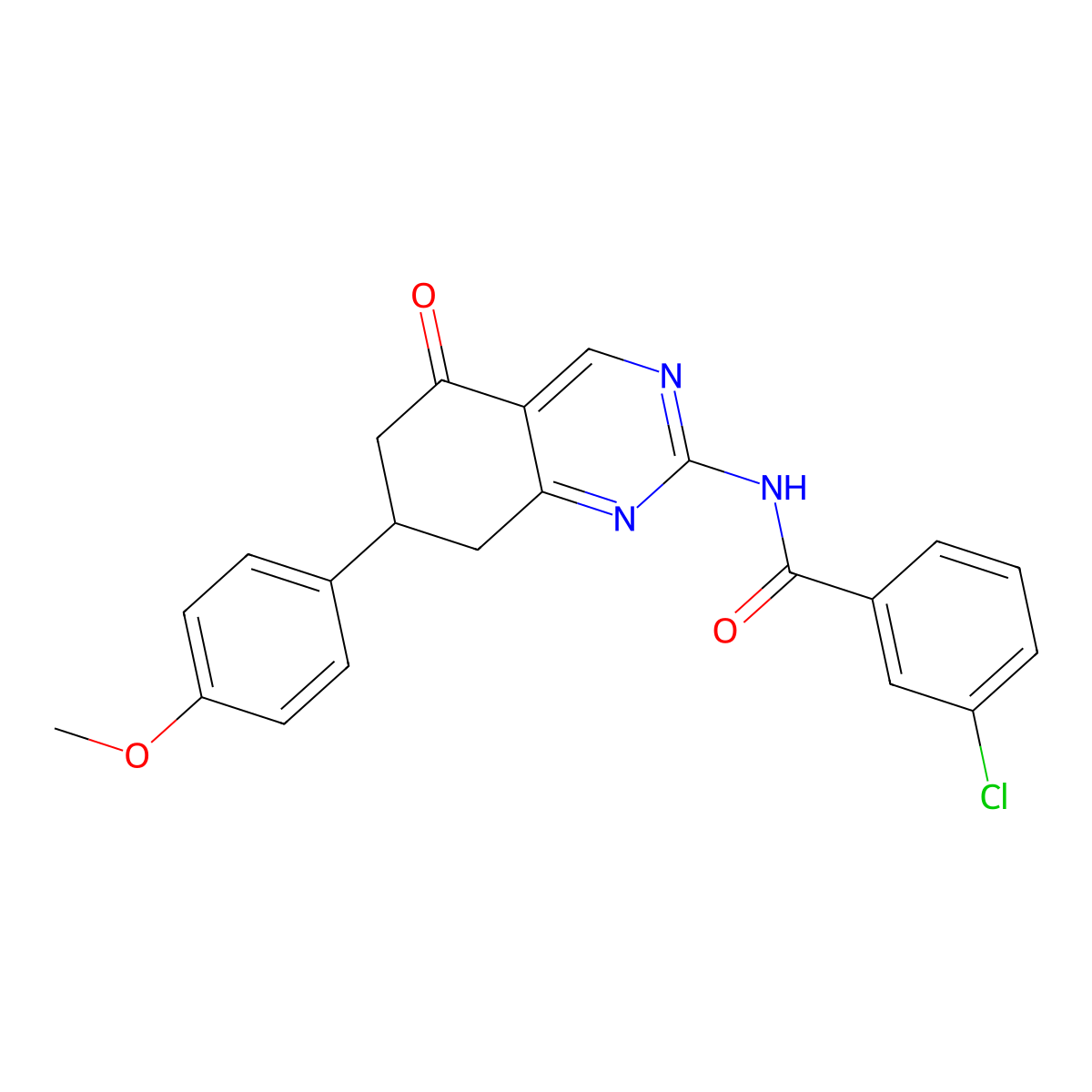 3-chloro-N-[7-(4-methoxyphenyl)-5-oxo-5,6,7,8-tetrahydroquinazolin-2-yl]benzamide molecular structure, CAS 777872-28-3