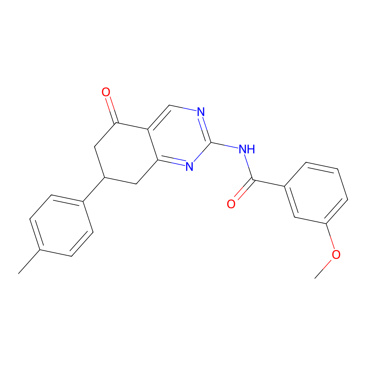 3-methoxy-N-[7-(4-methylphenyl)-5-oxo-5,6,7,8-tetrahydroquinazolin-2-yl]benzamide molecular structure, CAS 777872-38-5