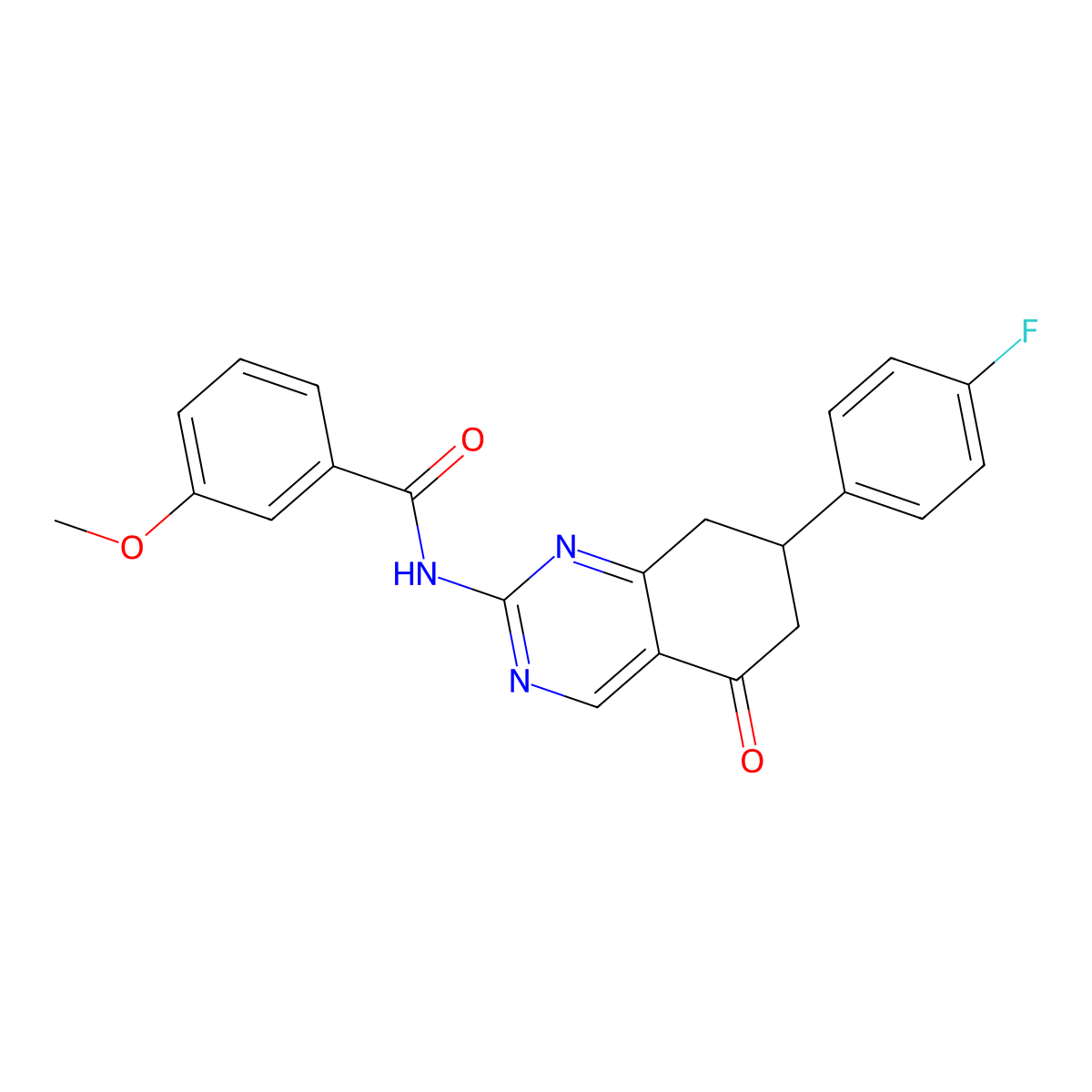 N-[7-(4-fluorophenyl)-5-oxo-5,6,7,8-tetrahydroquinazolin-2-yl]-3-methoxybenzamide molecular structure, CAS 777872-42-1