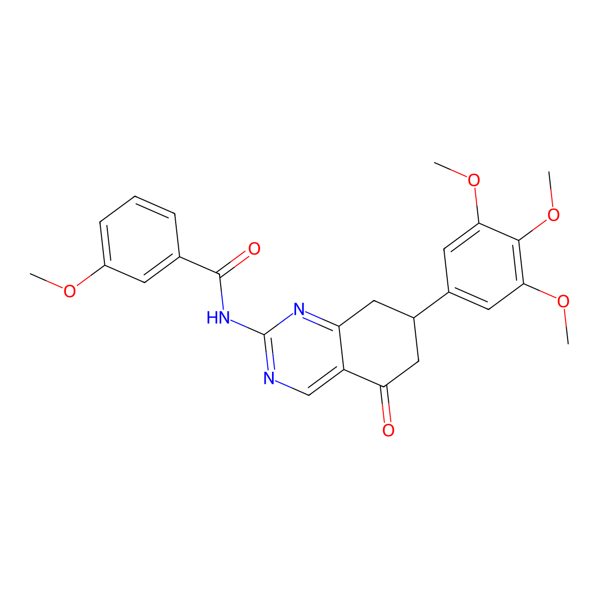 3-methoxy-N-[5-oxo-7-(3,4,5-trimethoxyphenyl)-5,6,7,8-tetrahydroquinazolin-2-yl]benzamide molecular structure, CAS 777872-44-3