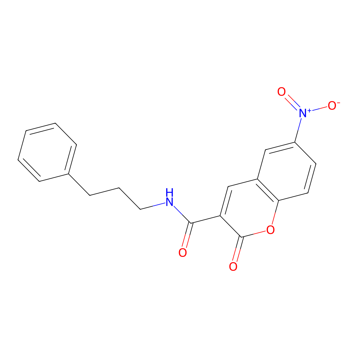 6-nitro-2-oxo-N-(3-phenylpropyl)chromene-3-carboxamide molecular structure, CAS 777872-49-8