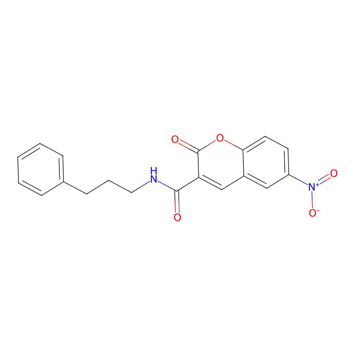 6-nitro-2-oxo-N-(3-phenylpropyl)chromene-3-carboxamide molecular structure, CAS 777872-49-8