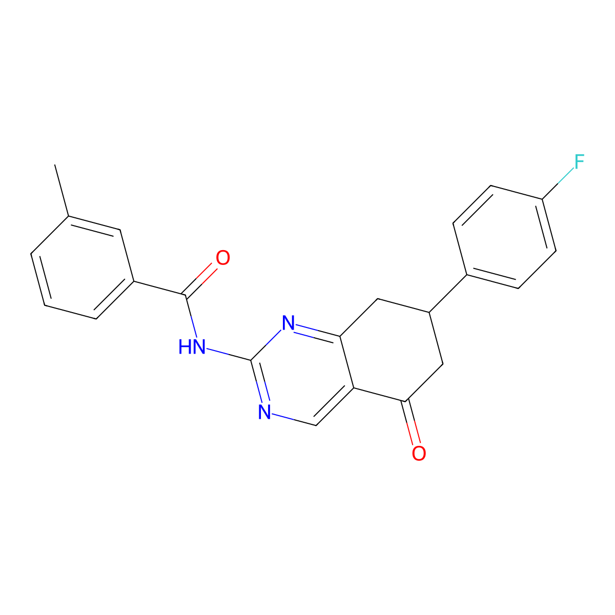 N-[7-(4-fluorophenyl)-5-oxo-5,6,7,8-tetrahydroquinazolin-2-yl]-3-methylbenzamide molecular structure, CAS 777872-58-9