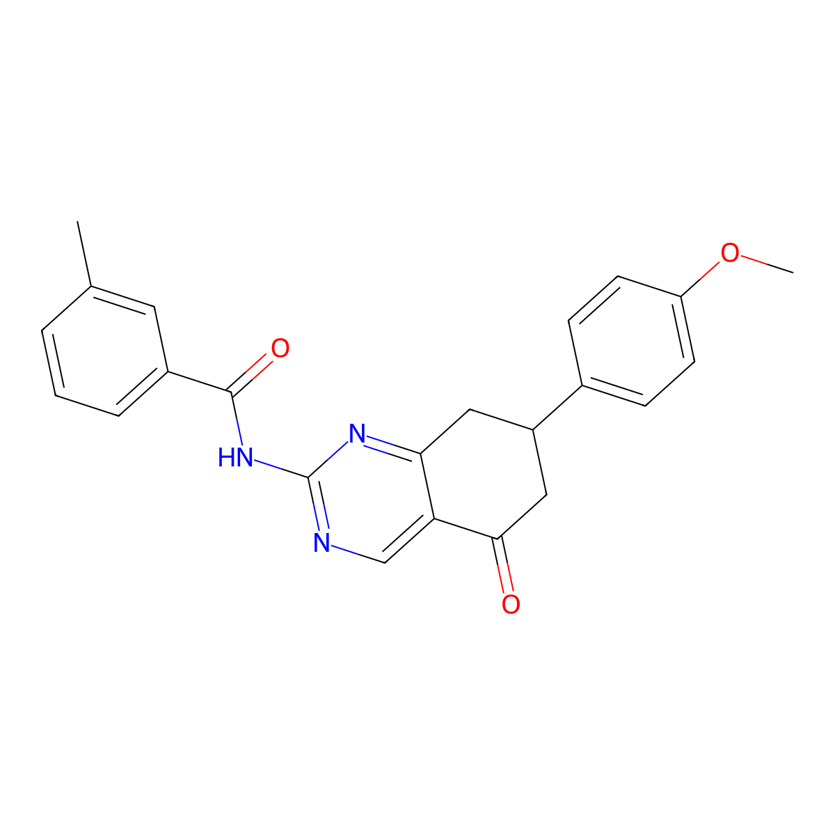 N-[7-(4-methoxyphenyl)-5-oxo-5,6,7,8-tetrahydroquinazolin-2-yl]-3-methylbenzamide molecular structure, CAS 777872-60-3