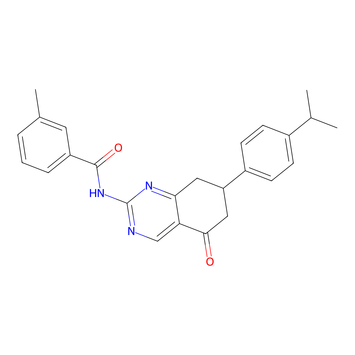 3-methyl-N-{5-oxo-7-[4-(propan-2-yl)phenyl]-5,6,7,8-tetrahydroquinazolin-2-yl}benzamide molecular structure, CAS 777872-62-5