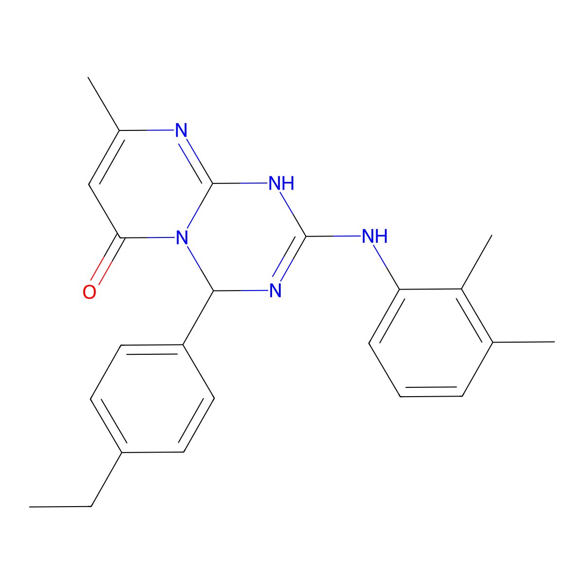 2-[(2,3-dimethylphenyl)amino]-4-(4-ethylphenyl)-8-methyl-1,4-dihydro-6H-pyrimido[1,2-a][1,3,5]triazin-6-one molecular structure, CAS 777872-74-9