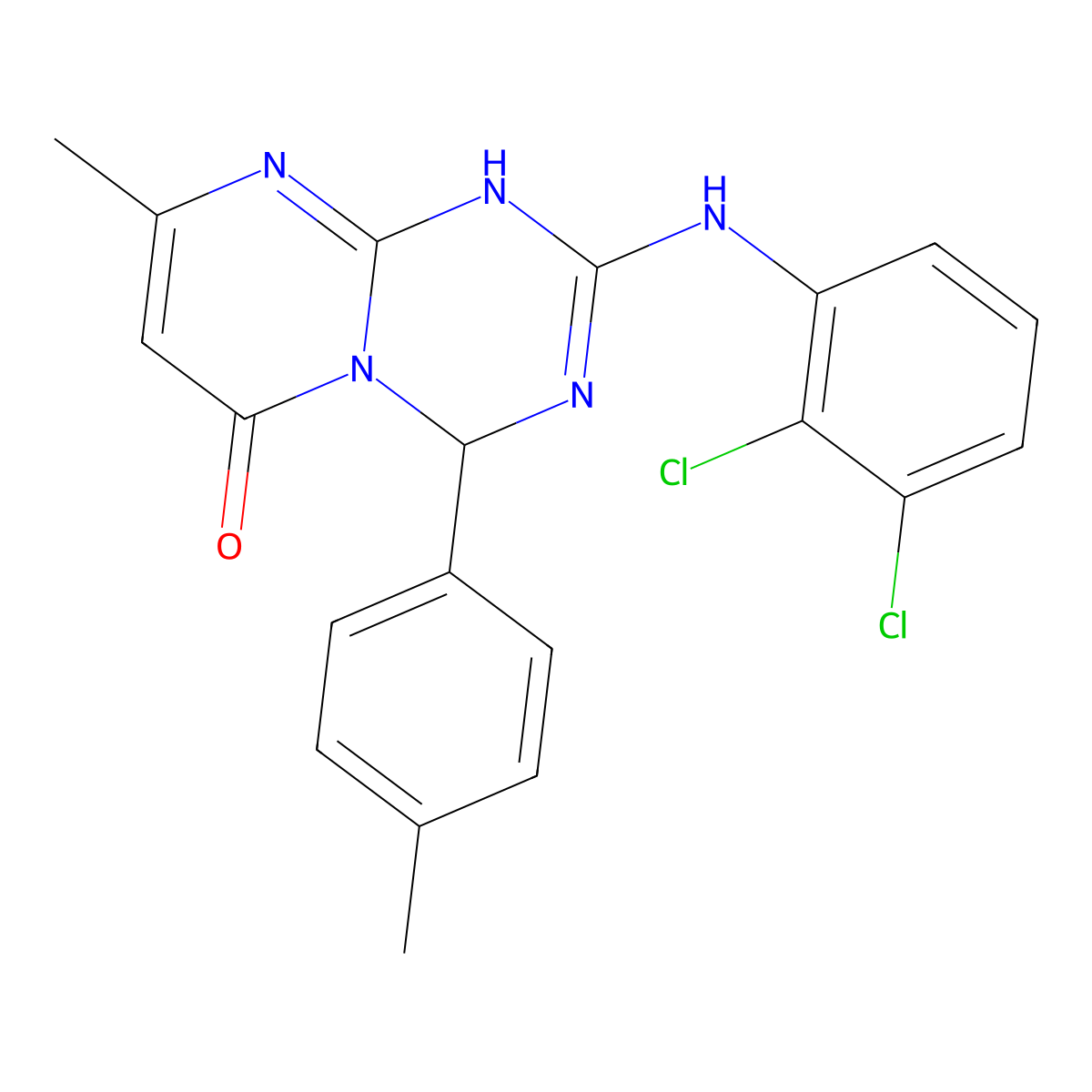 2-[(2,3-dichlorophenyl)amino]-8-methyl-4-(4-methylphenyl)-1,4-dihydro-6H-pyrimido[1,2-a][1,3,5]triazin-6-one molecular structure, CAS 777872-78-3