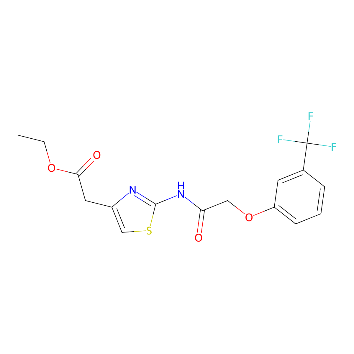Ethyl [2-({[3-(trifluoromethyl)phenoxy]acetyl}amino)-1,3-thiazol-4-yl]acetate molecular structure, CAS 777873-09-3