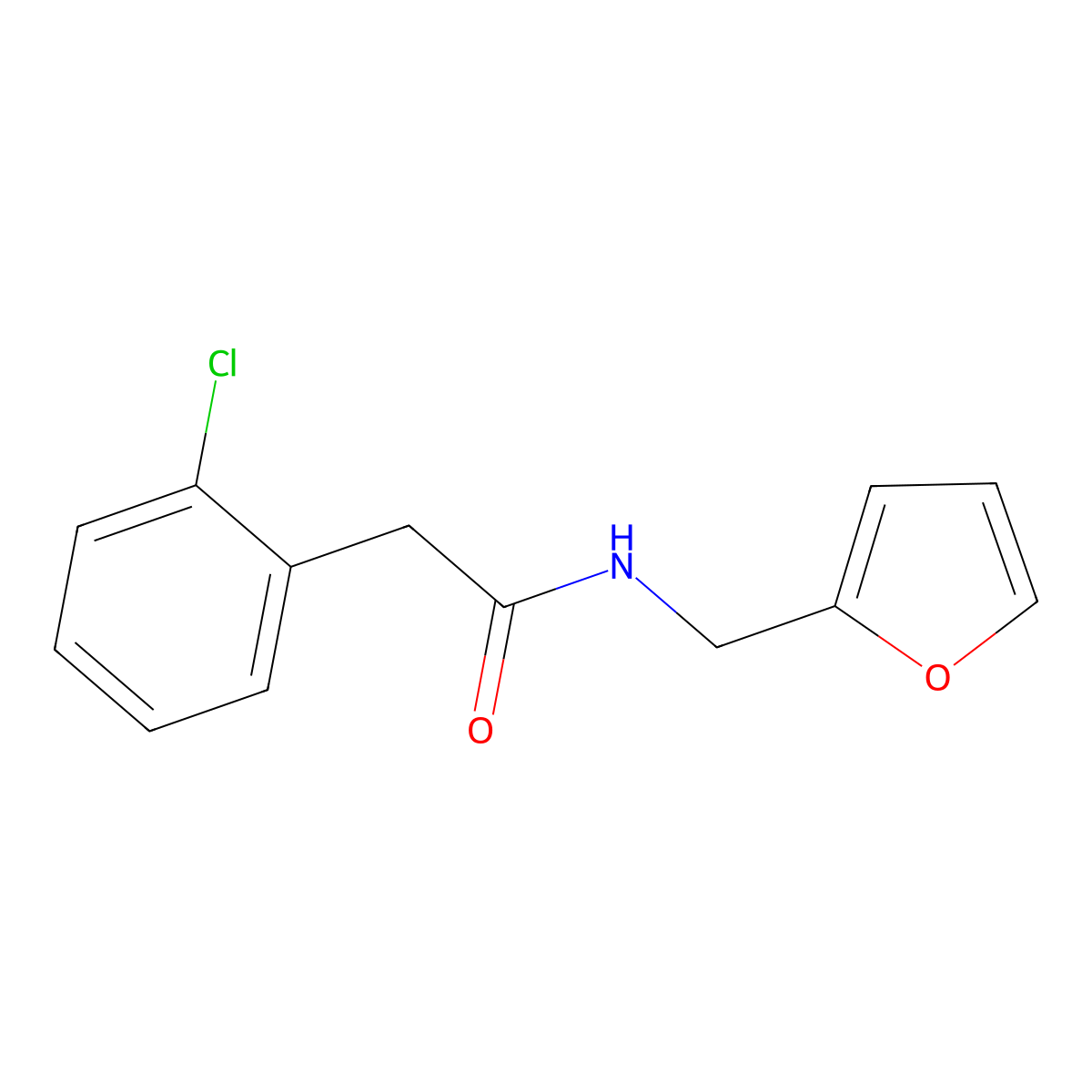 2-(2-chlorophenyl)-N-(furan-2-ylmethyl)acetamide molecular structure, CAS 777873-21-9