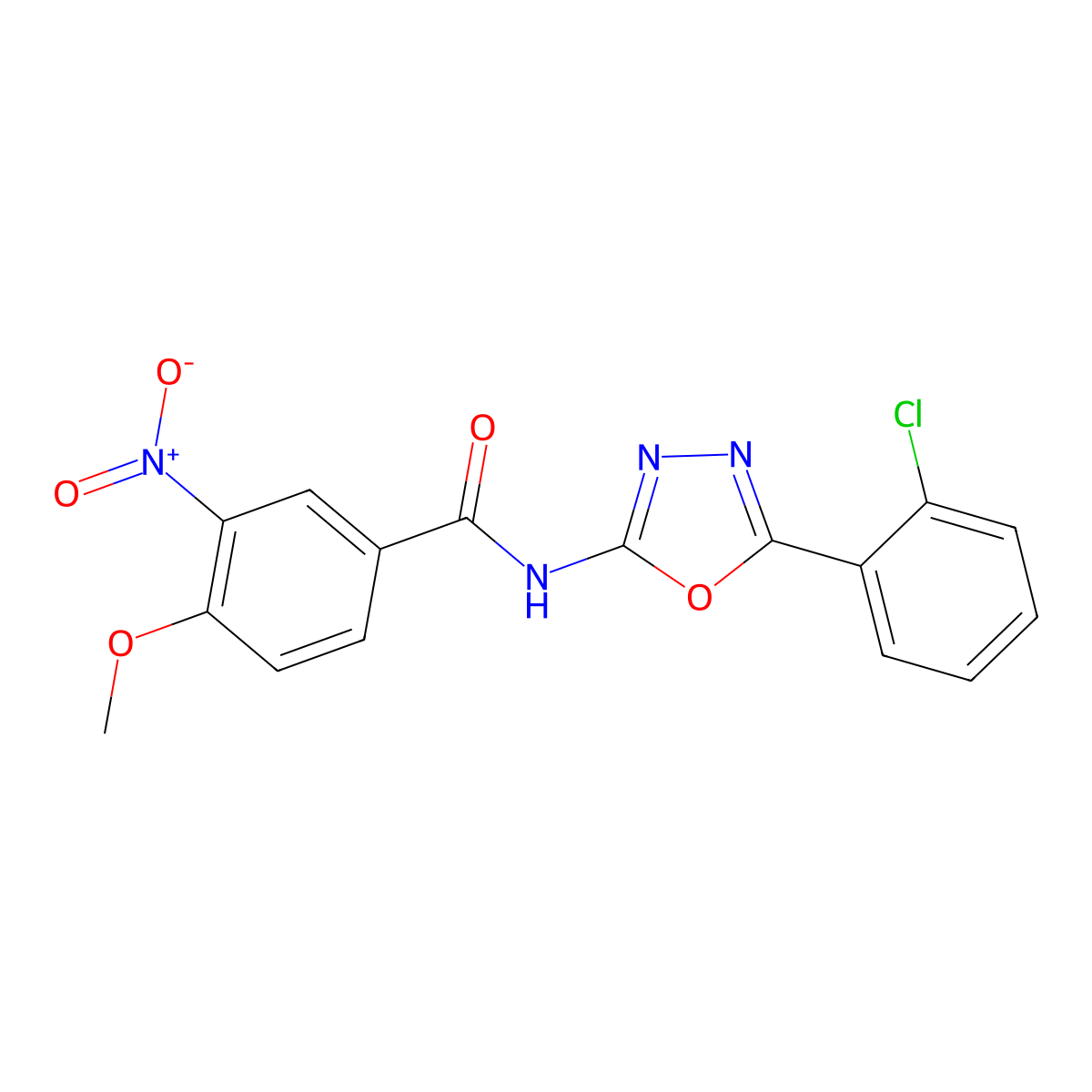 N-[5-(2-chlorophenyl)-1,3,4-oxadiazol-2-yl]-4-methoxy-3-nitrobenzamide molecular structure, CAS 777873-29-7