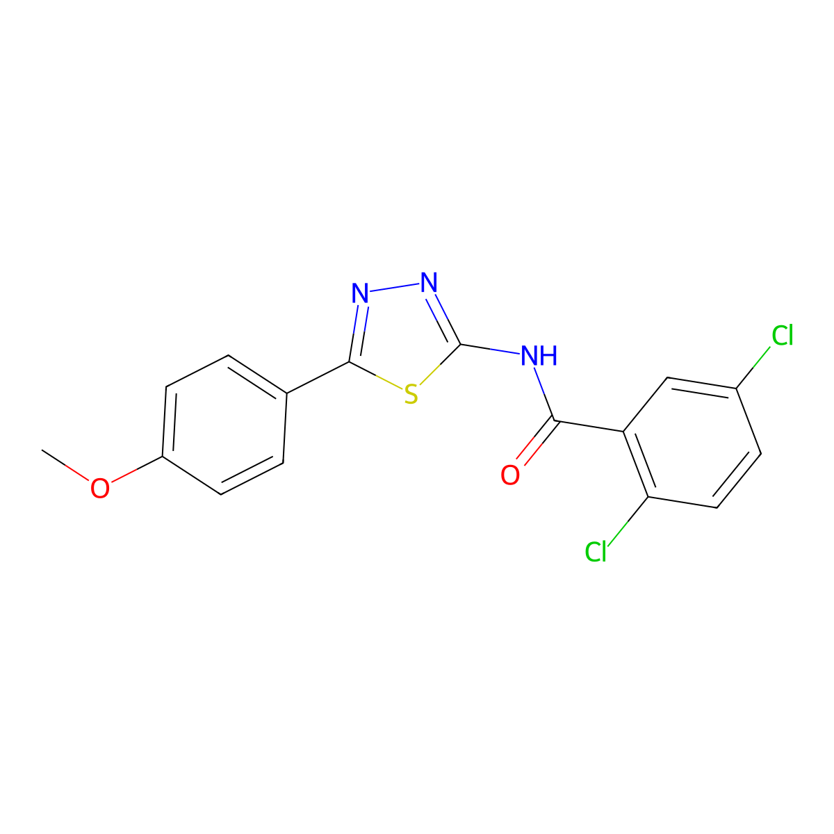 2,5-dichloro-N-[5-(4-methoxyphenyl)-1,3,4-thiadiazol-2-yl]benzamide molecular structure, CAS 777873-42-4