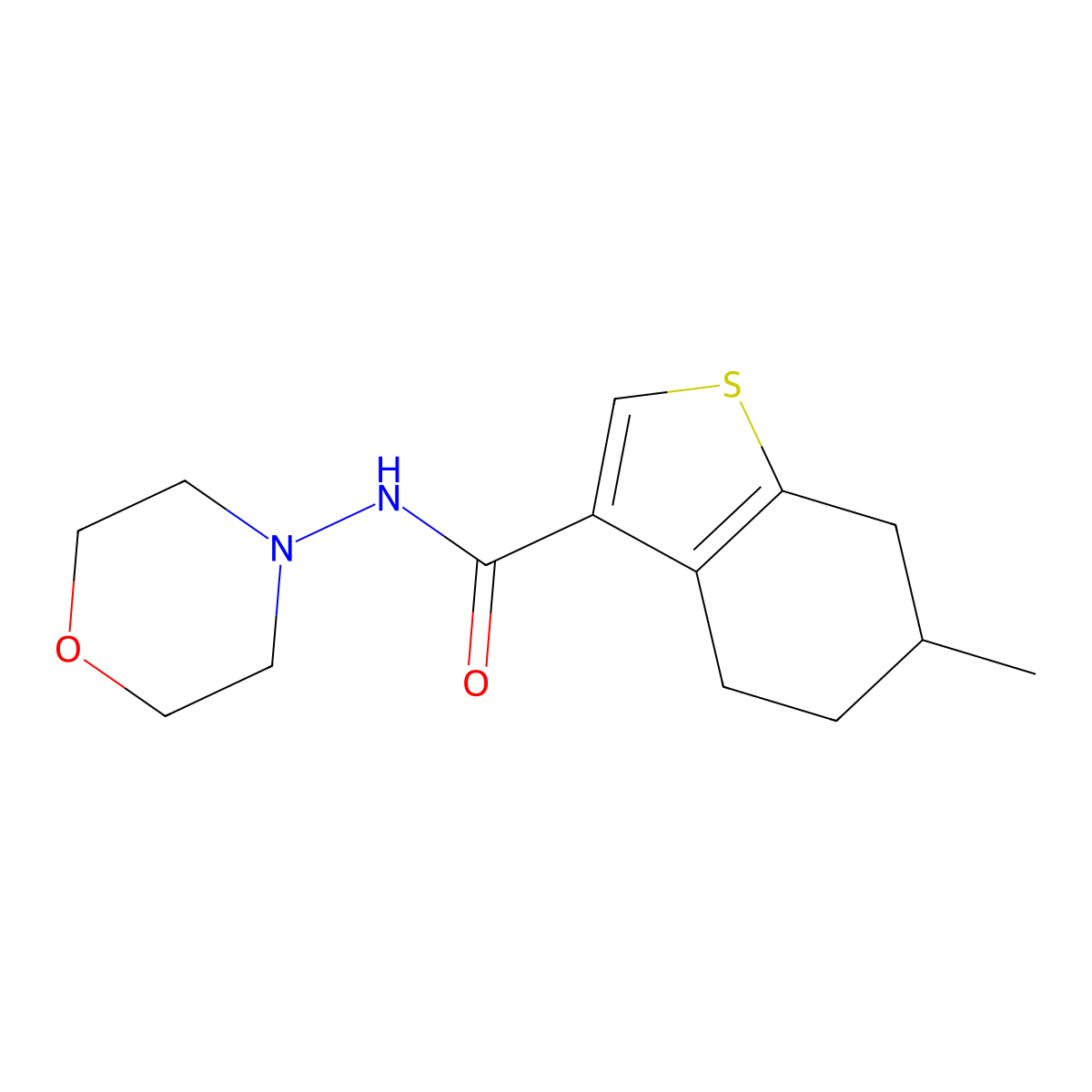6-methyl-N-morpholin-4-yl-4,5,6,7-tetrahydro-1-benzothiophene-3-carboxamide molecular structure, CAS 777873-45-7