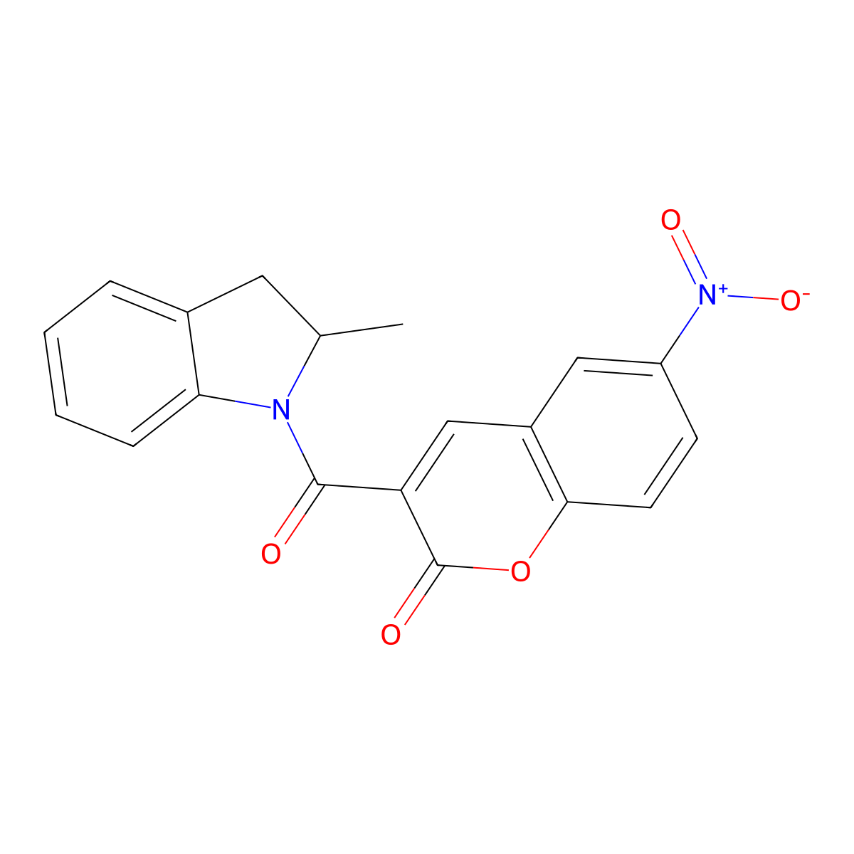 3-(2-methylindoline-1-carbonyl)-6-nitro-2H-chromen-2-one molecular structure, CAS 777873-47-9