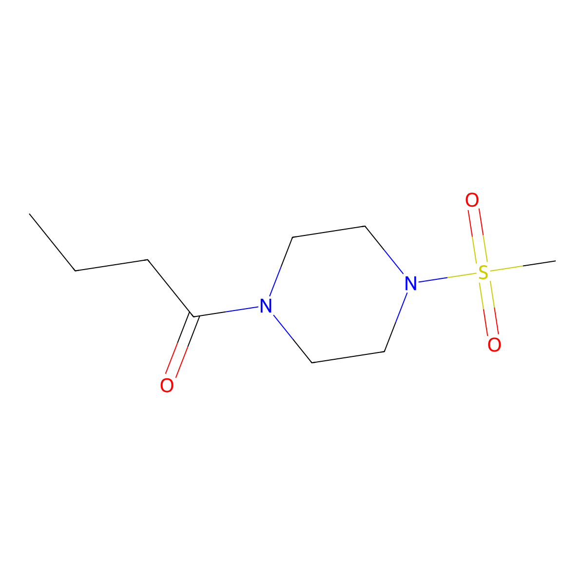 1-(4-Methylsulfonylpiperazin-1-yl)butan-1-one molecular structure, CAS 777873-59-3
