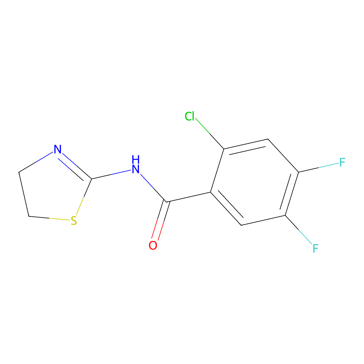 2-chloro-N-(4,5-dihydro-1,3-thiazol-2-yl)-4,5-difluorobenzamide molecular structure, CAS 777873-60-6