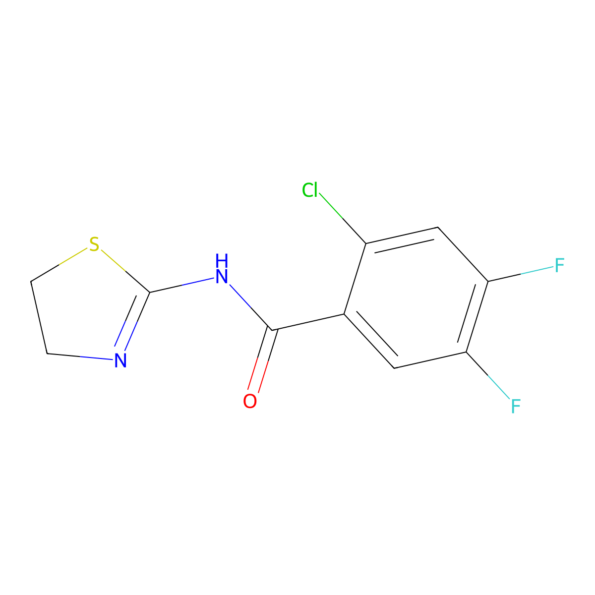 2-chloro-N-(4,5-dihydro-1,3-thiazol-2-yl)-4,5-difluorobenzamide molecular structure, CAS 777873-60-6