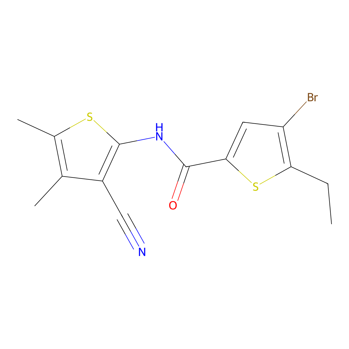 4-bromo-N-(3-cyano-4,5-dimethylthiophen-2-yl)-5-ethylthiophene-2-carboxamide molecular structure, CAS 777873-62-8
