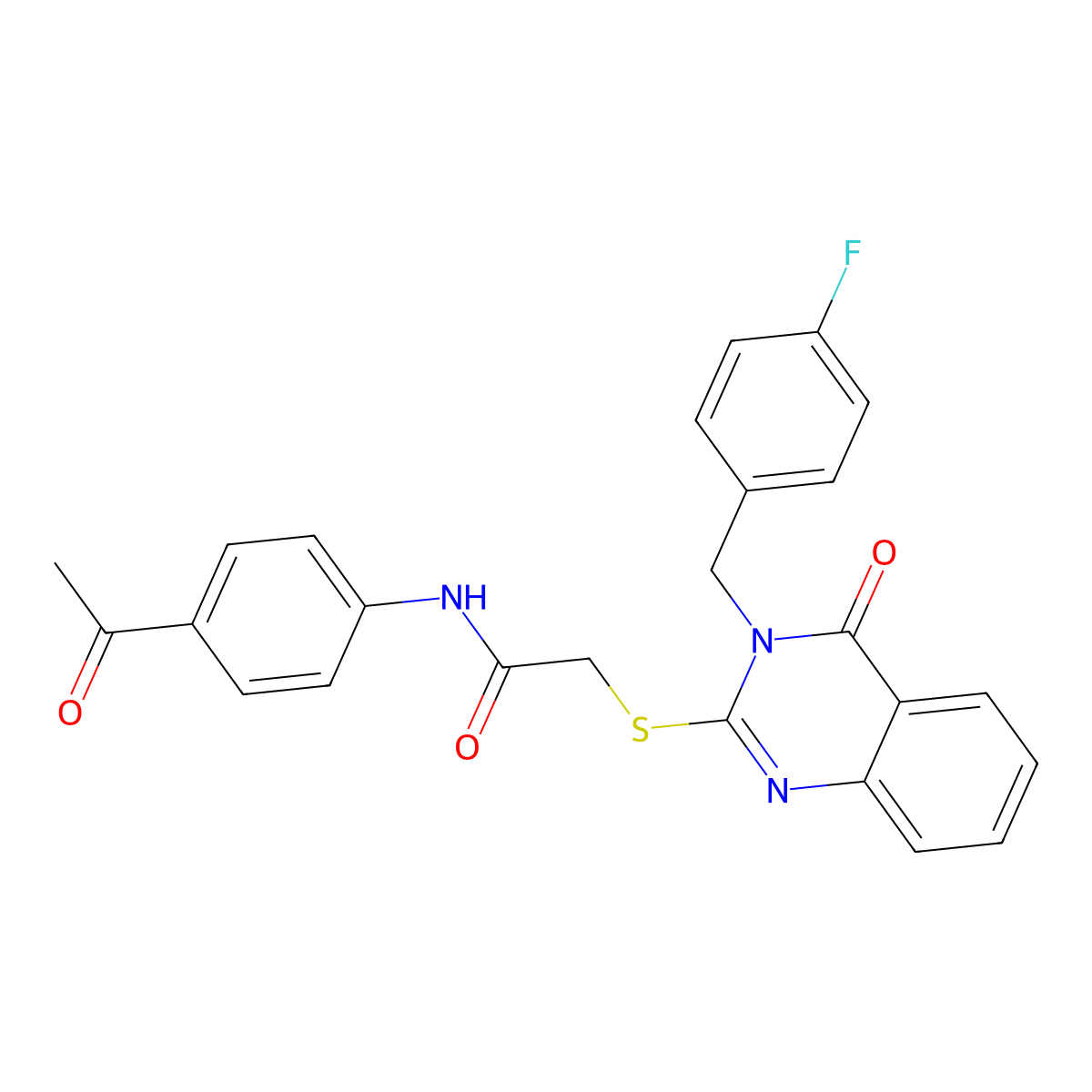 N-(4-acetylphenyl)-2-{[3-(4-fluorobenzyl)-4-oxo-3,4-dihydroquinazolin-2-yl]sulfanyl}acetamide molecular structure, CAS 777873-76-4