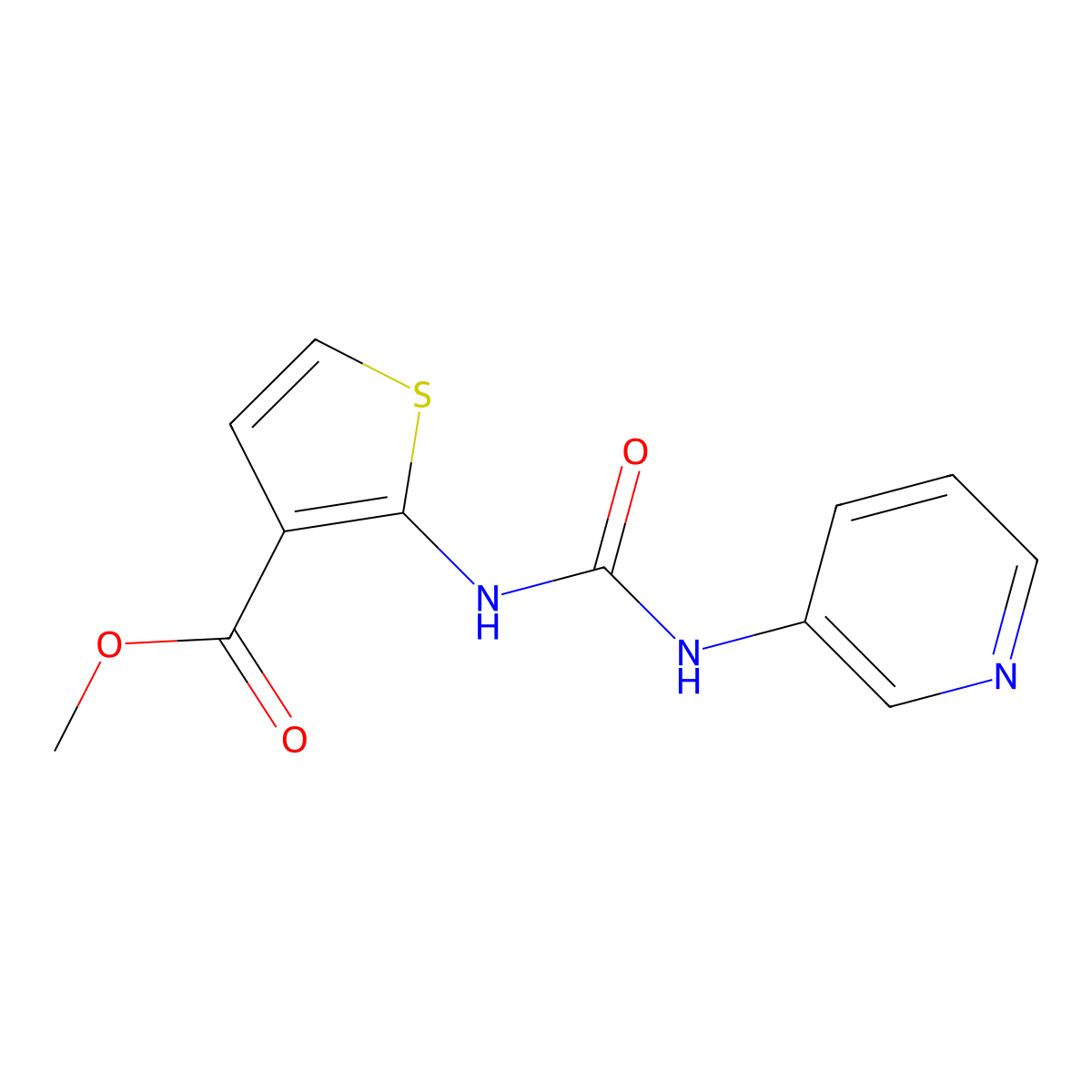 Methyl 2-[(3-pyridylamino)carbonylamino]thiophene-3-carboxylate molecular structure, CAS 777873-93-5