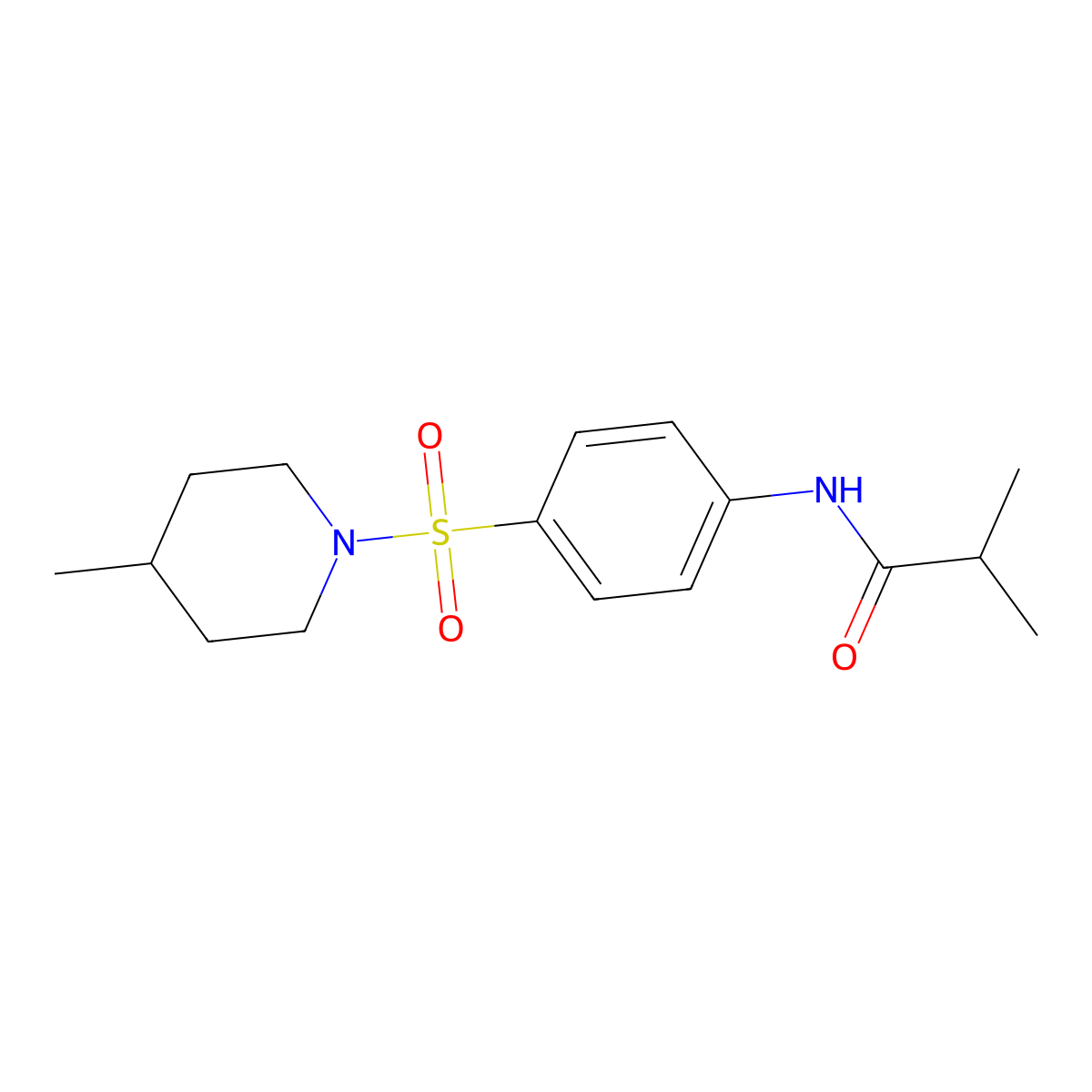 2-methyl-N-{4-[(4-methylpiperidin-1-yl)sulfonyl]phenyl}propanamide molecular structure, CAS 777873-94-6