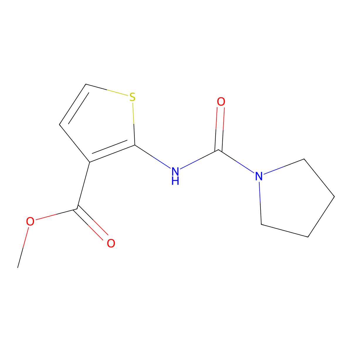 Methyl 2-(pyrrolidine-1-carboxamido)thiophene-3-carboxylate molecular structure, CAS 777873-97-9