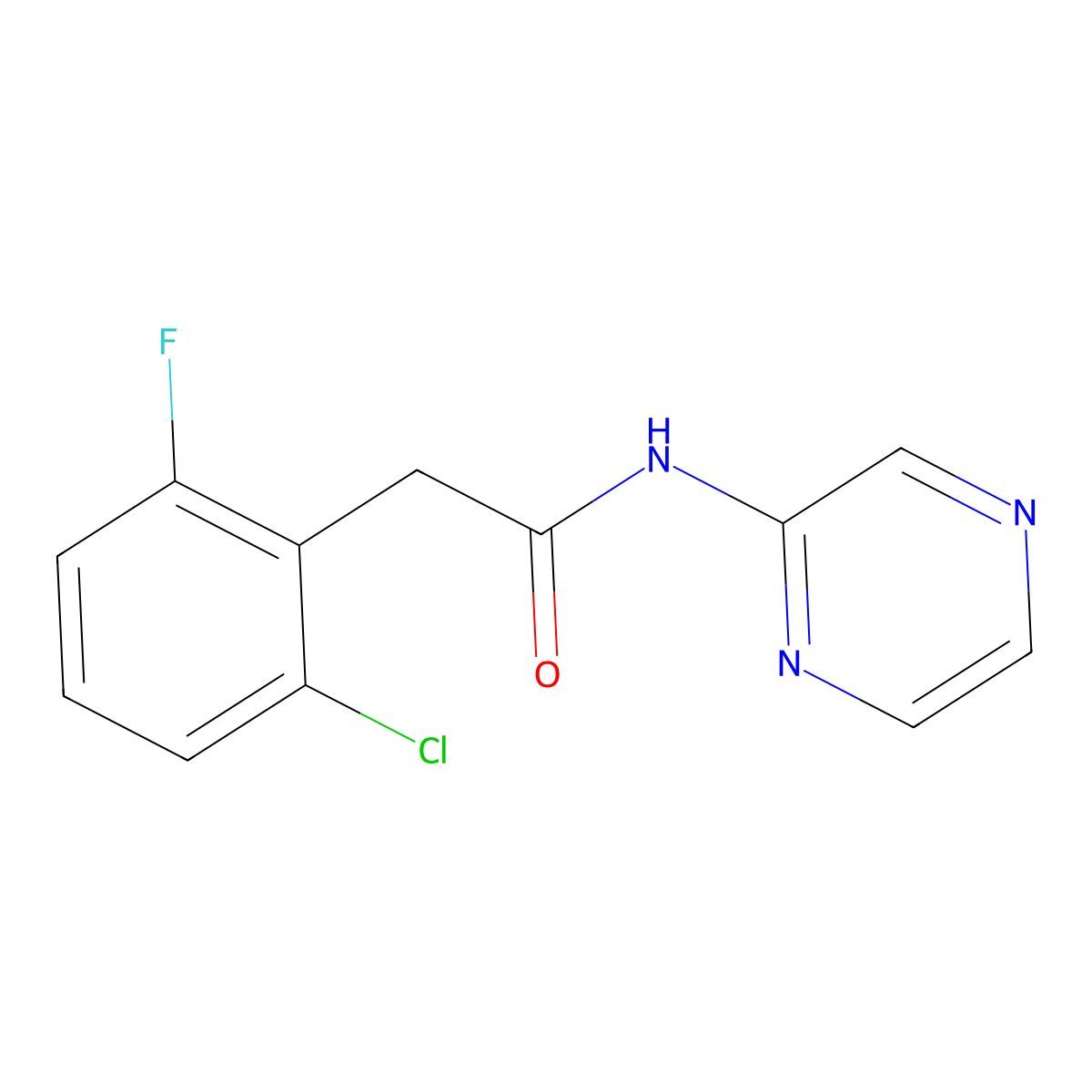 2-(2-chloro-6-fluorophenyl)-N-pyrazin-2-ylacetamide molecular structure, CAS 777874-02-9