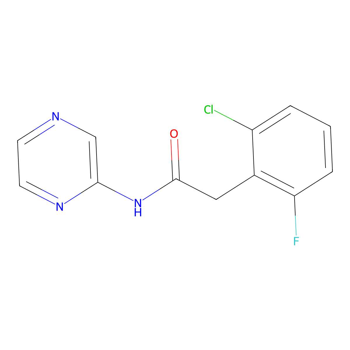 2-(2-chloro-6-fluorophenyl)-N-pyrazin-2-ylacetamide molecular structure, CAS 777874-02-9