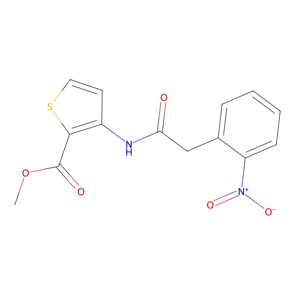 Methyl 3-{[(2-nitrophenyl)acetyl]amino}thiophene-2-carboxylate molecular structure, CAS 777874-04-1