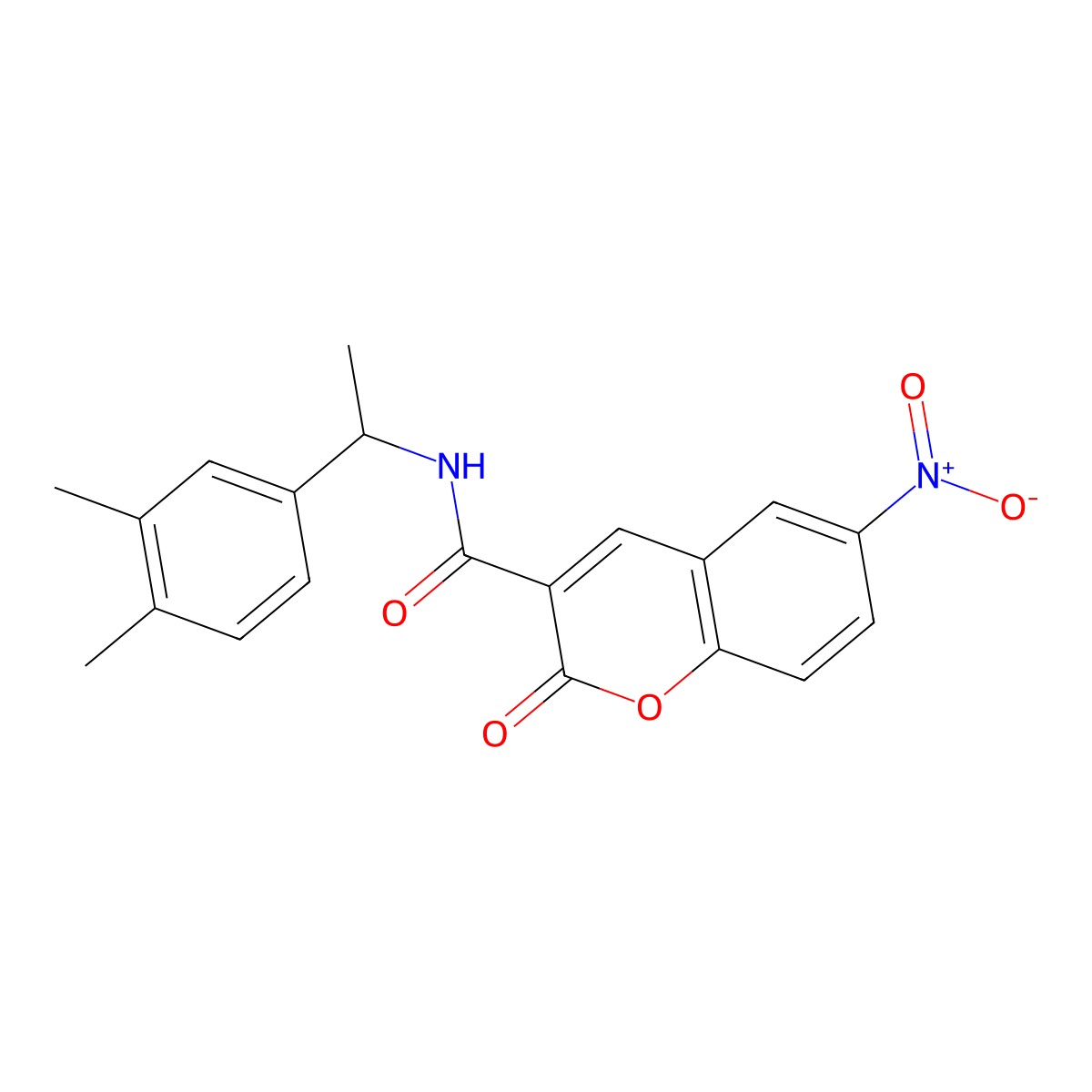 N-[1-(3,4-dimethylphenyl)ethyl]-6-nitro-2-oxochromene-3-carboxamide molecular structure, CAS 777874-20-1