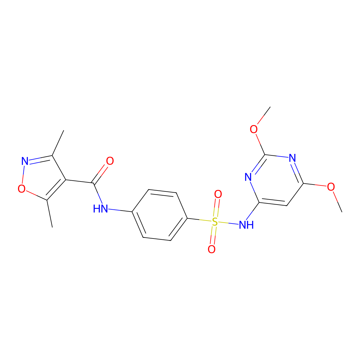 N-[4-[(2,6-dimethoxypyrimidin-4-yl)sulfamoyl]phenyl]-3,5-dimethyl-1,2-oxazole-4-carboxamide molecular structure, CAS 777874-22-3