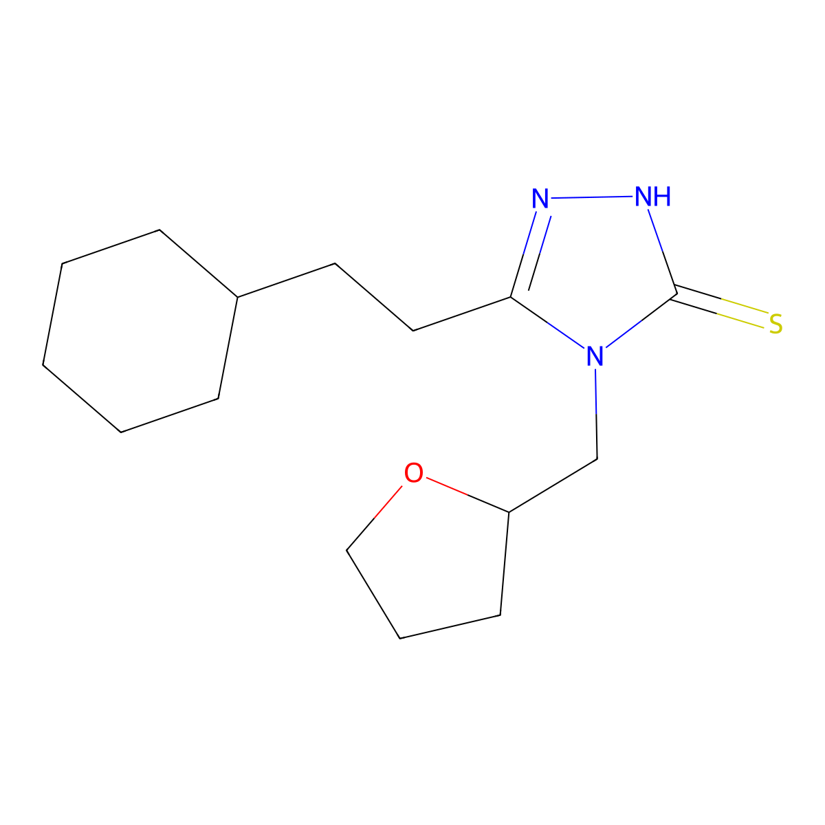 5-(2-Cyclohexylethyl)-4-(oxolan-2-ylmethyl)-1,2,4-triazole-3-thiol molecular structure, CAS 777874-45-0