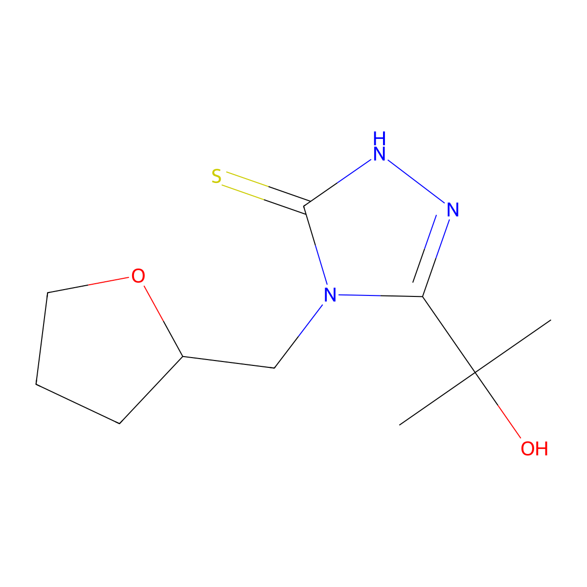 2-[4-(Oxolan-2-ylmethyl)-5-sulfanyl-1,2,4-triazol-3-yl]propan-2-ol molecular structure, CAS 777874-47-2