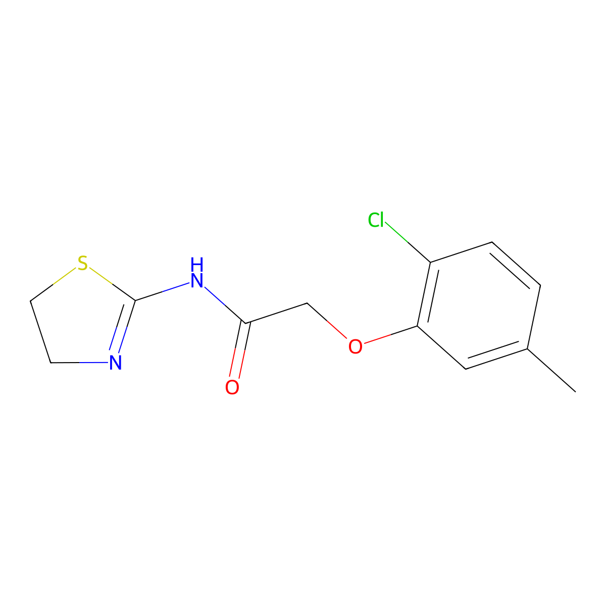 2-(2-chloro-5-methylphenoxy)-N-(4,5-dihydro-1,3-thiazol-2-yl)acetamide molecular structure, CAS 777874-54-1