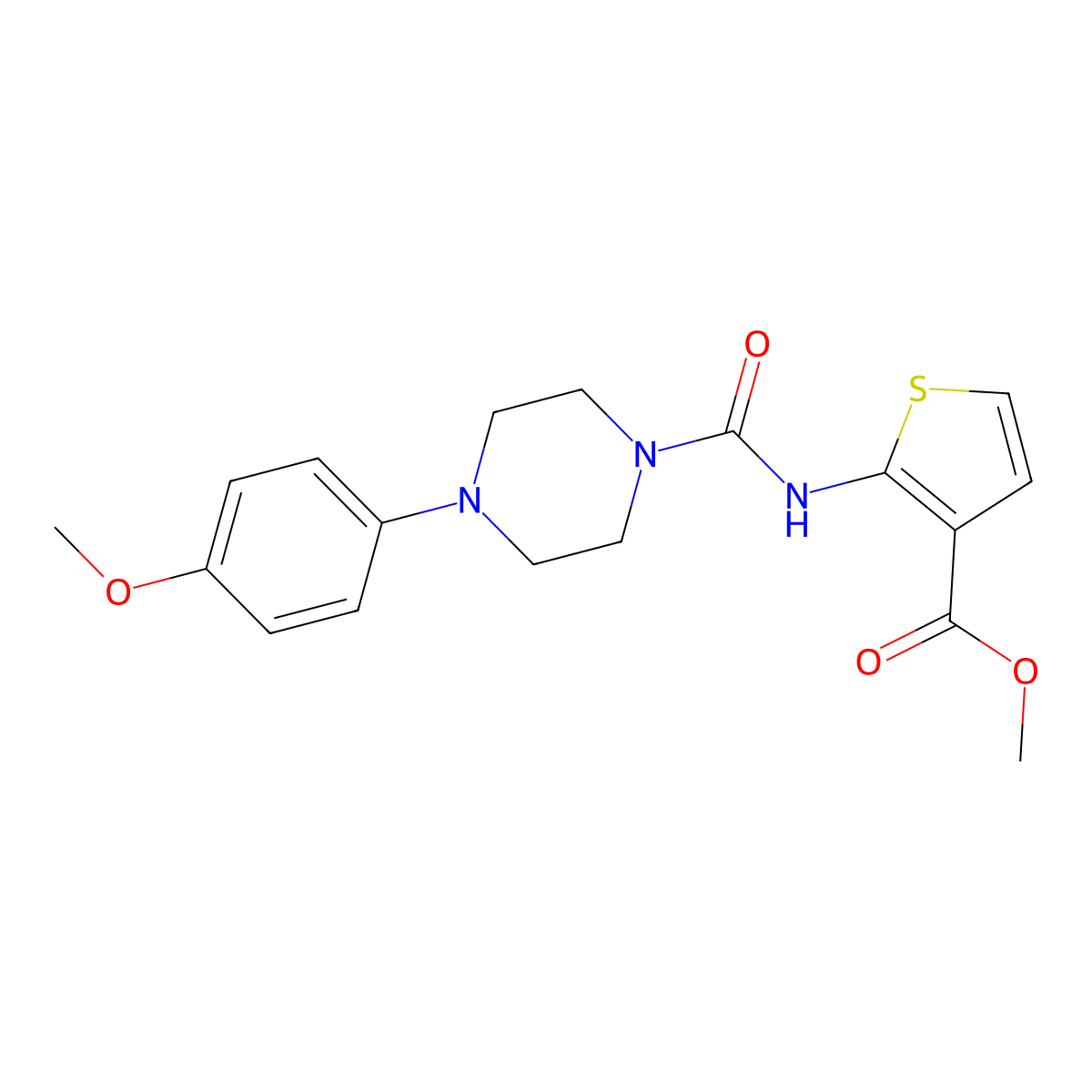 Methyl 2-({[4-(4-methoxyphenyl)piperazin-1-yl]carbonyl}amino)thiophene-3-carboxylate molecular structure, CAS 777874-68-7