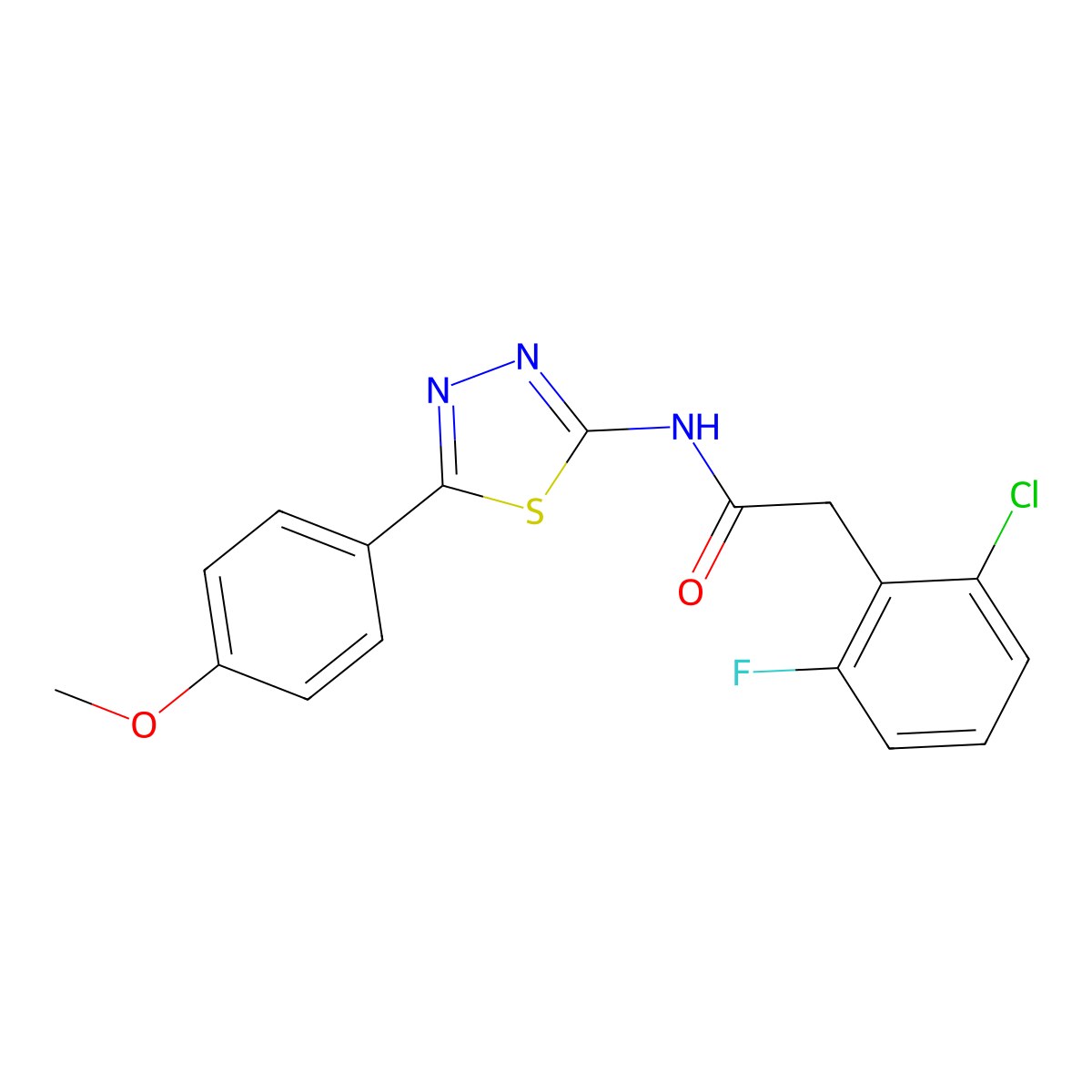 2-(2-chloro-6-fluorophenyl)-N-[5-(4-methoxyphenyl)-1,3,4-thiadiazol-2-yl]acetamide molecular structure, CAS 777874-81-4