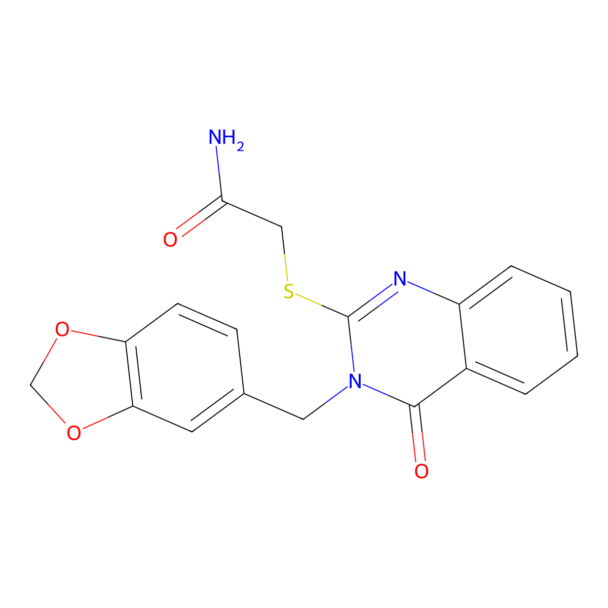 2-{[3-(1,3-Benzodioxol-5-ylmethyl)-4-oxo-3,4-dihydroquinazolin-2-yl]sulfanyl}acetamide molecular structure, CAS 777874-93-8