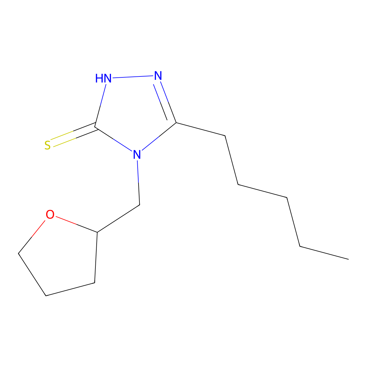 5-pentyl-4-(tetrahydrofuran-2-ylmethyl)-4H-1,2,4-triazole-3-thiol molecular structure, CAS 777875-10-2