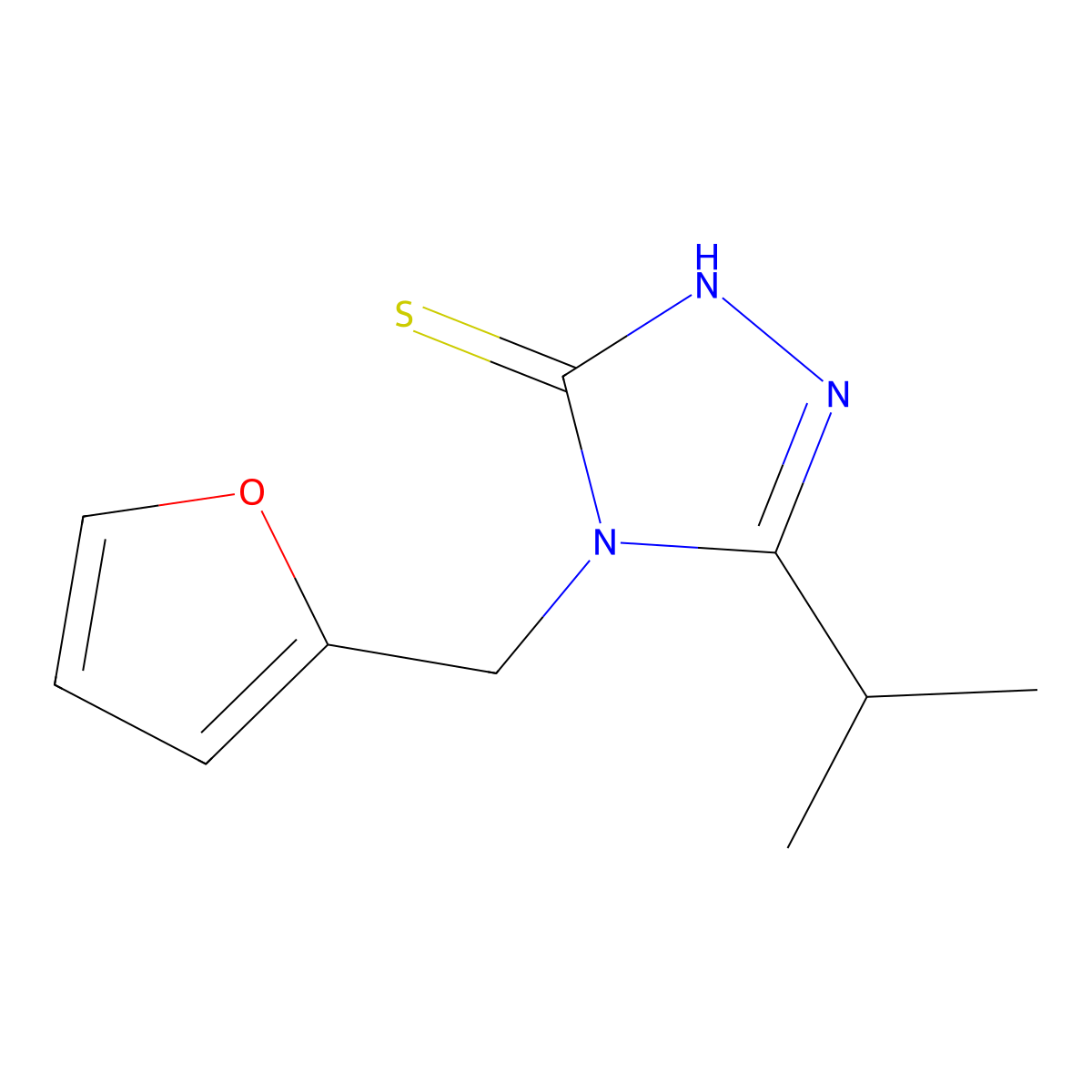 4-(furan-2-ylmethyl)-5-(propan-2-yl)-4H-1,2,4-triazole-3-thiol molecular structure, CAS 777875-15-7