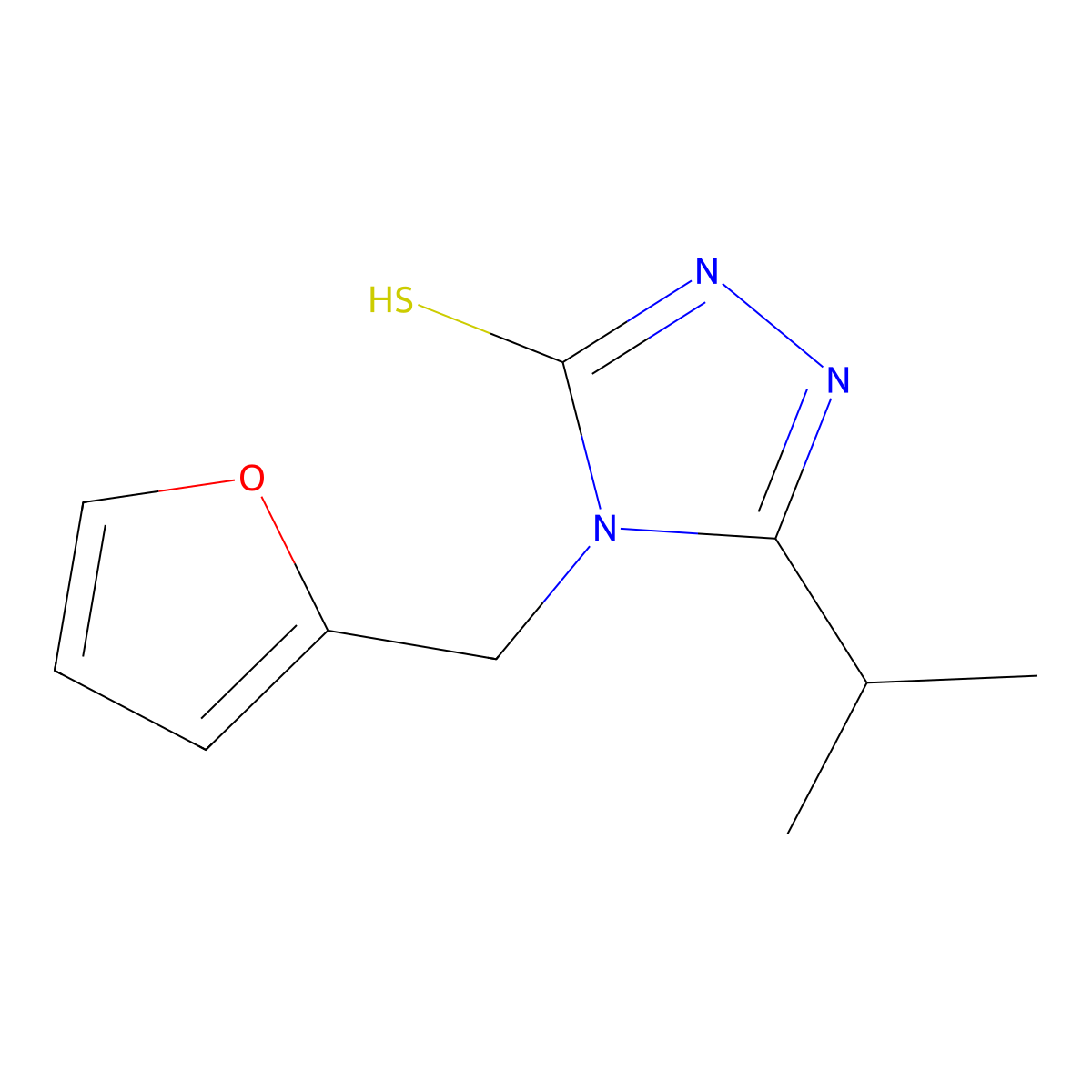 4-(furan-2-ylmethyl)-5-(propan-2-yl)-4H-1,2,4-triazole-3-thiol molecular structure, CAS 777875-15-7