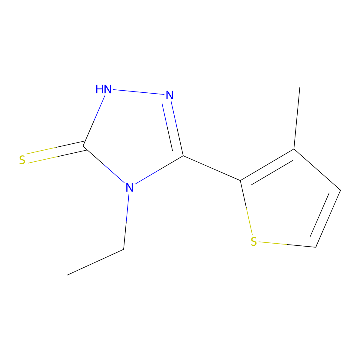 4-Ethyl-3-(3-methylthiophen-2-yl)-1H-1,2,4-triazole-5(4H)-thione molecular structure, CAS 777875-20-4