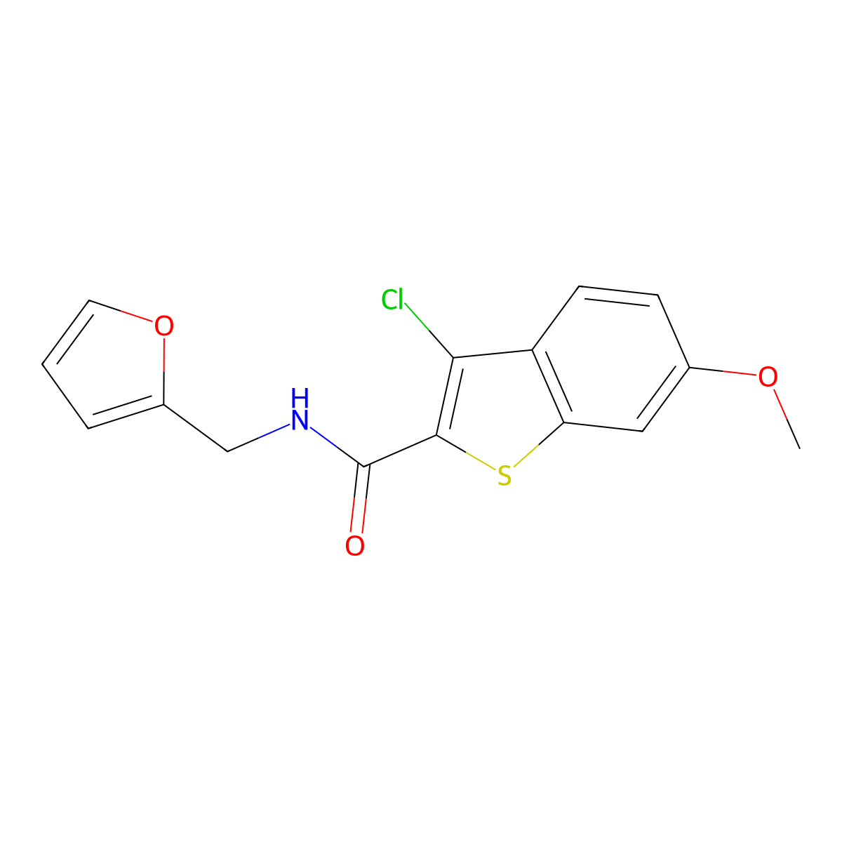 3-chloro-N-(furan-2-ylmethyl)-6-methoxy-1-benzothiophene-2-carboxamide molecular structure, CAS 777875-21-5