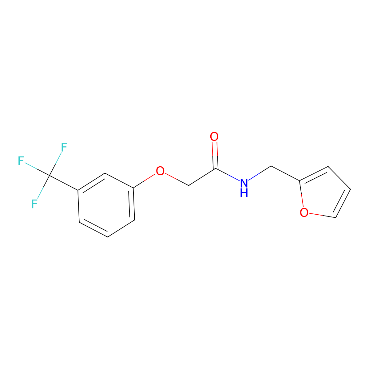 N-(furan-2-ylmethyl)-2-[3-(trifluoromethyl)phenoxy]acetamide molecular structure, CAS 777875-32-8
