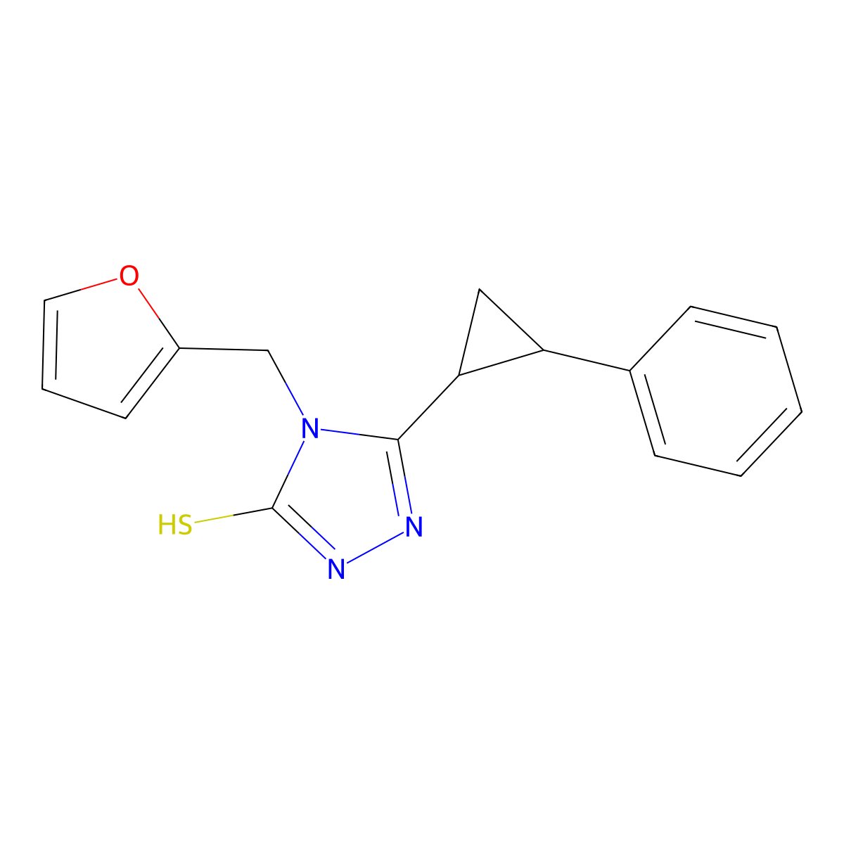 4-(2-Furylmethyl)-5-(2-phenylcyclopropyl)-1,2,4-triazole-3-thiol molecular structure, CAS 777875-34-0