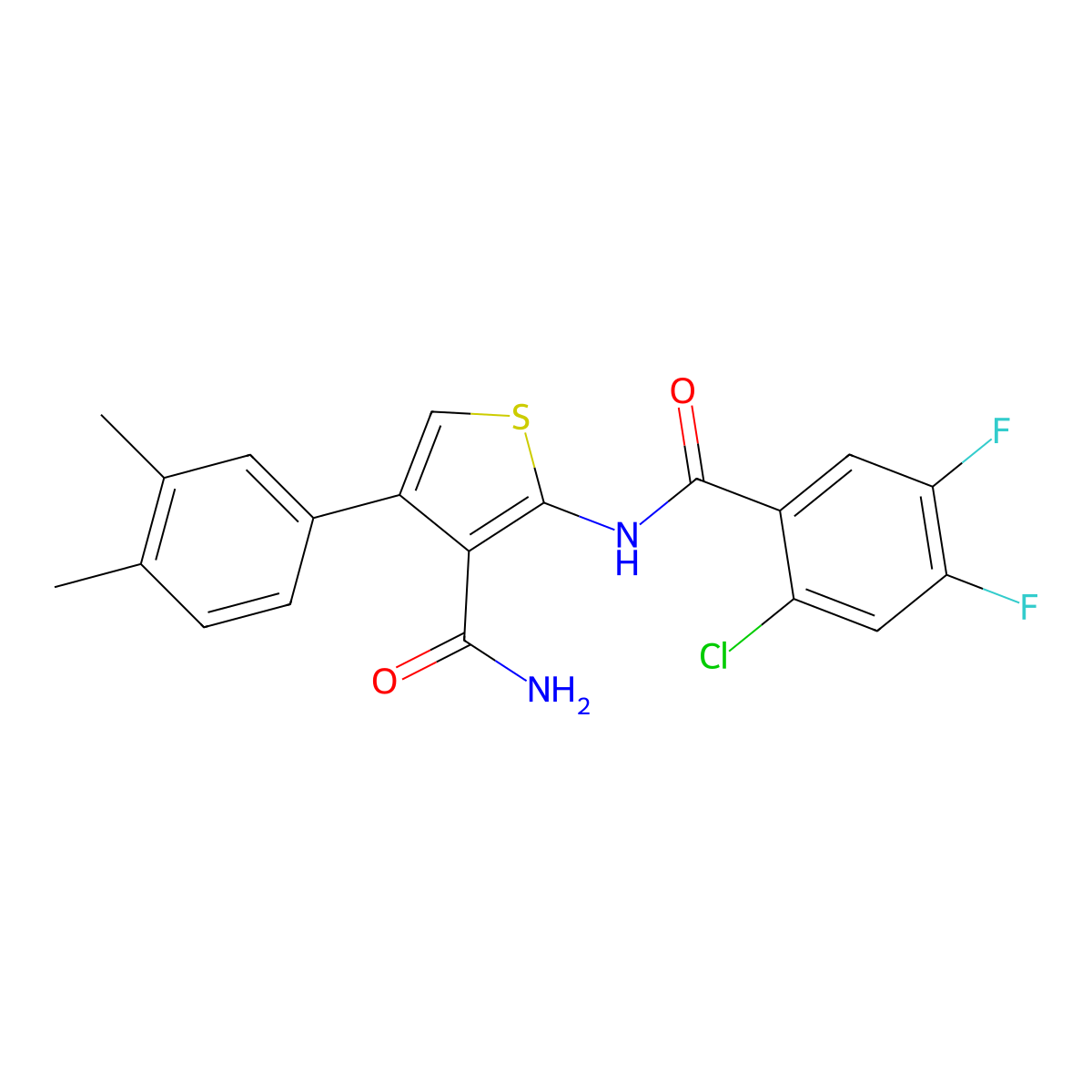 2-[(2-Chloro-4,5-difluorobenzoyl)amino]-4-(3,4-dimethylphenyl)thiophene-3-carboxamide molecular structure, CAS 777875-35-1